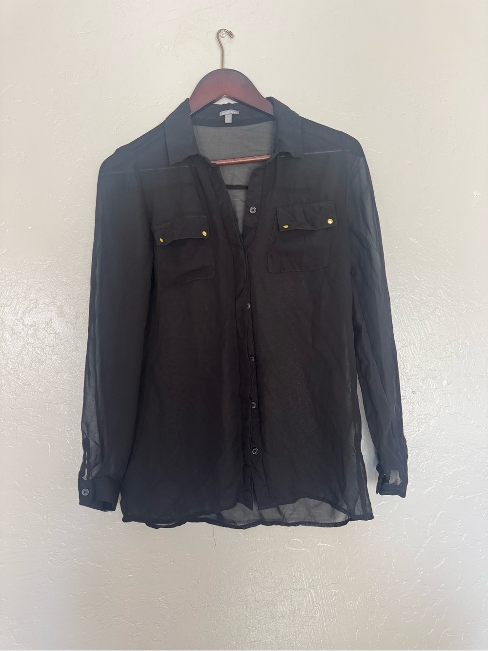 Sheer Black Button-Down Shirt